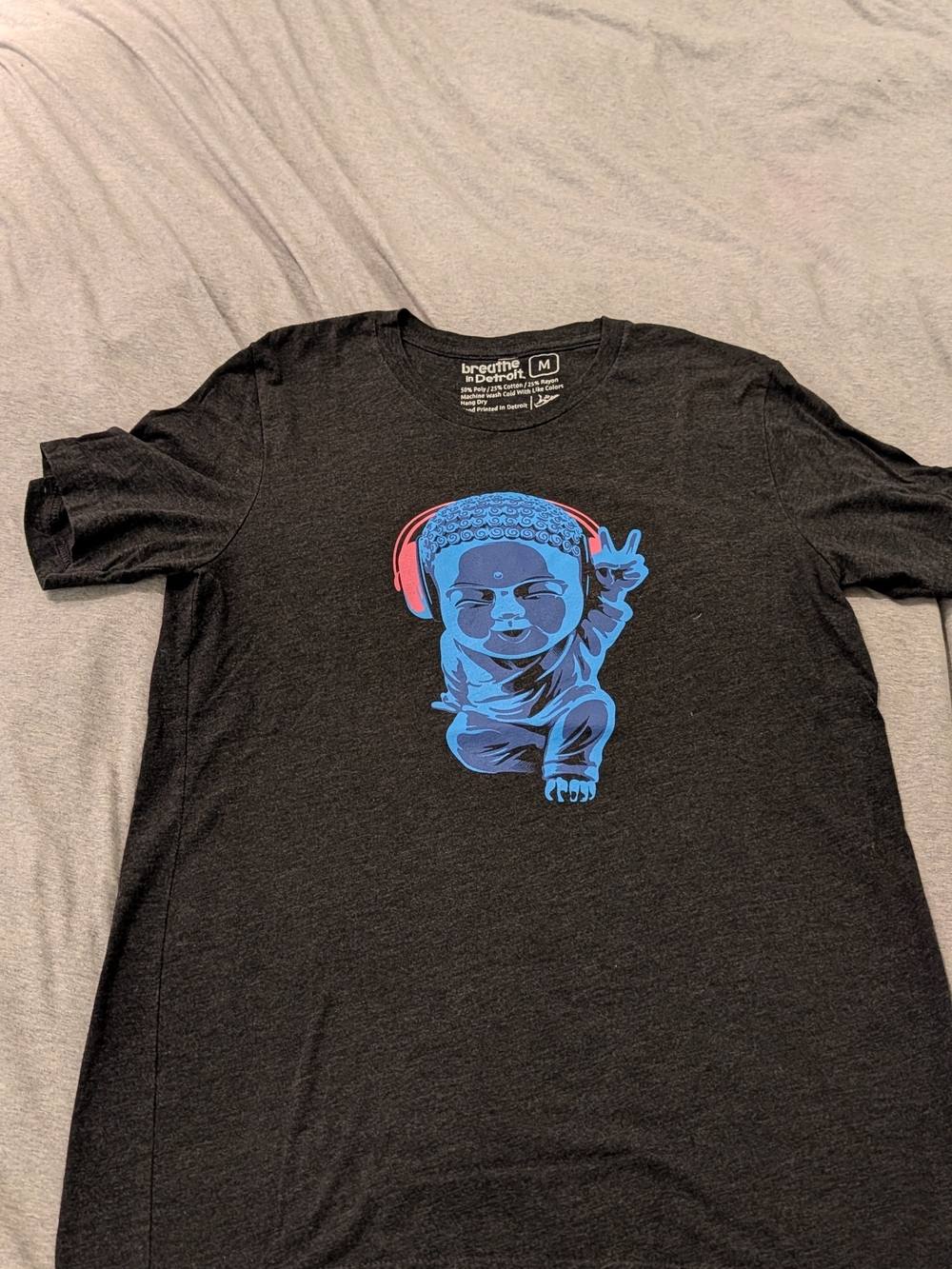 Breathe In Detroit Men's Blue Buddha Graphic Tee